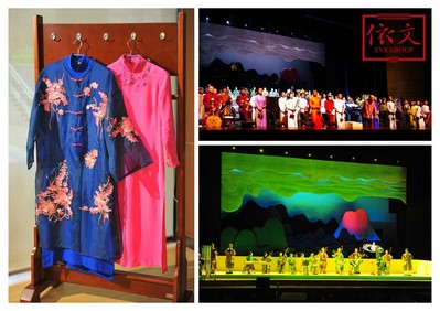 媒體見面會(huì)現(xiàn)場(chǎng)，演奏家們身穿依文集團(tuán)特別設(shè)計(jì)的演出服飾表演《印象.國(guó)樂》精彩片段