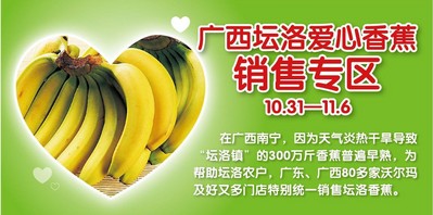 廣東、廣西80多家沃爾瑪門店正銷售廣西壇洛<br />由于早熟而引起的滯銷香蕉。